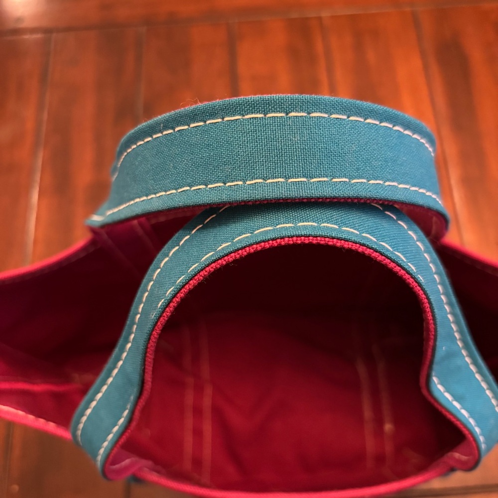 L.L. Bean Vintage 90’s Boat and Tote Canvas Bag No Monogram Magenta & Teal Med - Picture 9 of 14